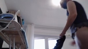 Sexy wife does housework naked.