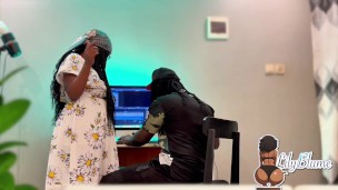 Fucking my best friend’s thick ass wife while using his computer to make beats