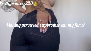 Making perverted stepbrother eat my farts( full video in my onlyfans)