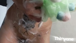 Hungry street girl found from a slum, fed and shaved her, gave my stepmothers eyeglasses and fucked