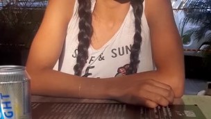 My boyfriend has control of my Lovense vibrator and records me while we are in a public restaurant